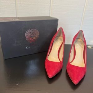 NEW Vince Camuto Cadera red suede heels 7M